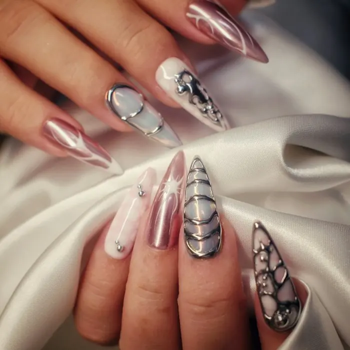 Chrome Stiletto nail style